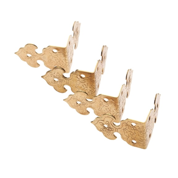 4Pcs 25x25mm Antique Brass Wood Box Feet Leg Corner Brackets Protector Hardware Metal Crafts Decor Bracket for Cabinet Trunk