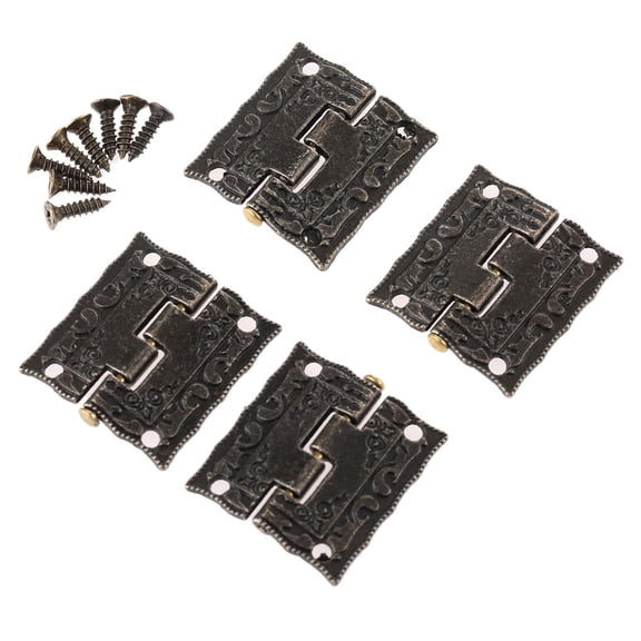4Pcs 26*23mm Antique Bronze Cabinet Hinges Furniture Accessories Jewelry Boxes Small Hinge Furniture Fittings for Cupboard