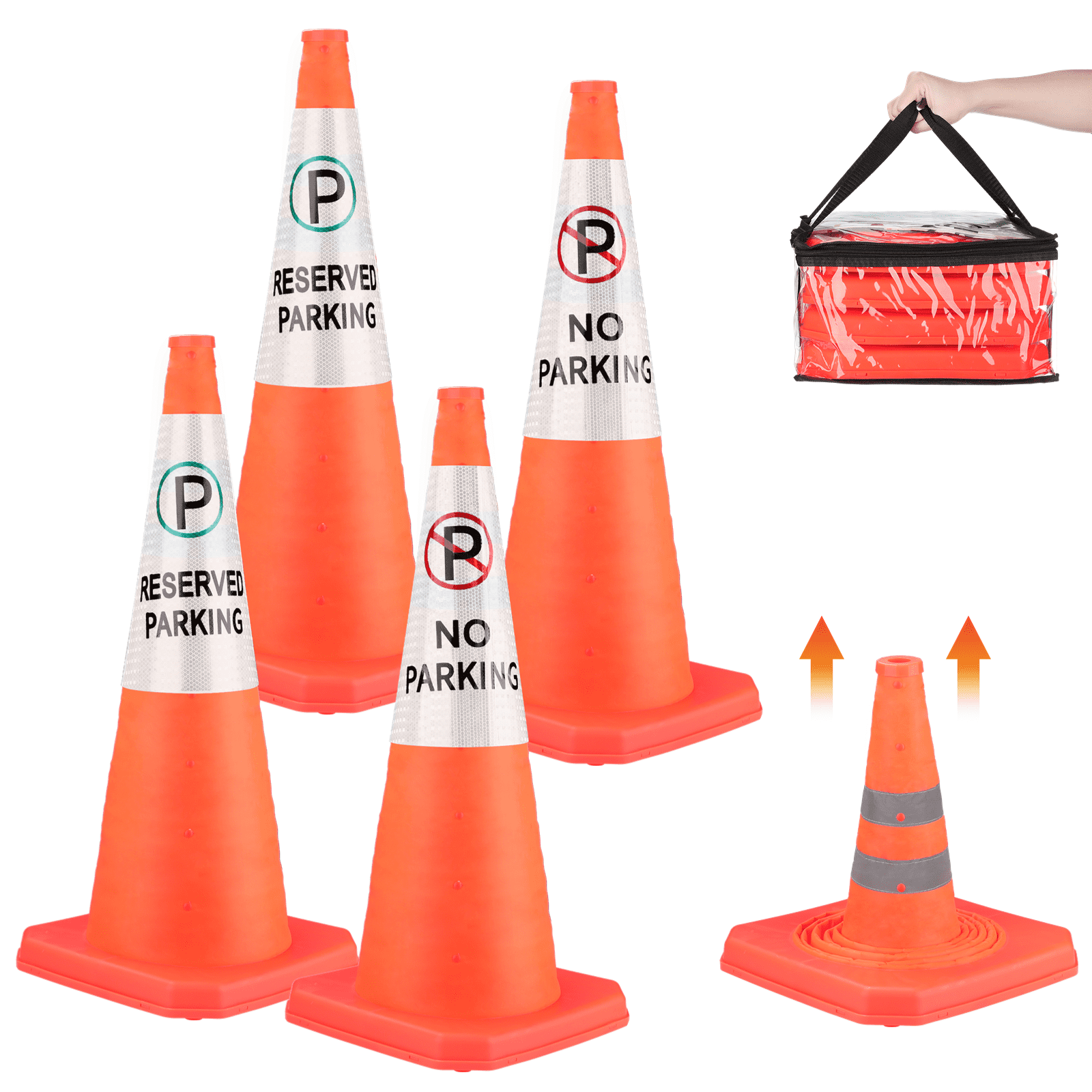 Walmart 28'' Collapsible Traffic/Safety Cones (4Pcs), Reflective for