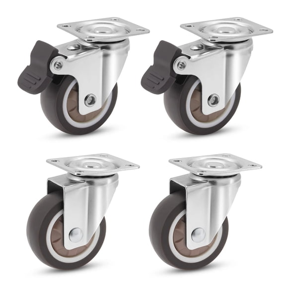 4Pcs 2inch Swivel Casters With 2PCS Safety Brake Heavy Duty Furniture Wheel Castor Silent Trolley Wheel For Table Chair Sofa ,Reliable