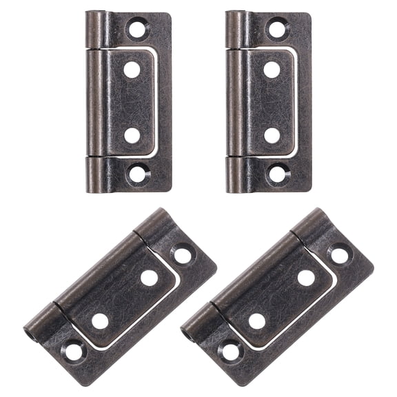 4Pcs 2x1 Inch Door Hinge Non-Mortise No Noise Plating, Red Bronze