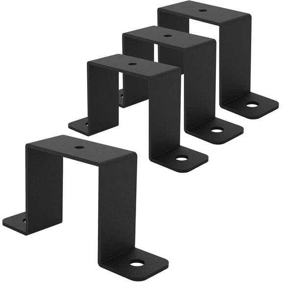 4Pcs 2x2" Square Tube Strap Clamp, Black Deck Fence Post Tie Bracket, U-Shaped Pipe Clamp Bracket, Powder Coated Black
