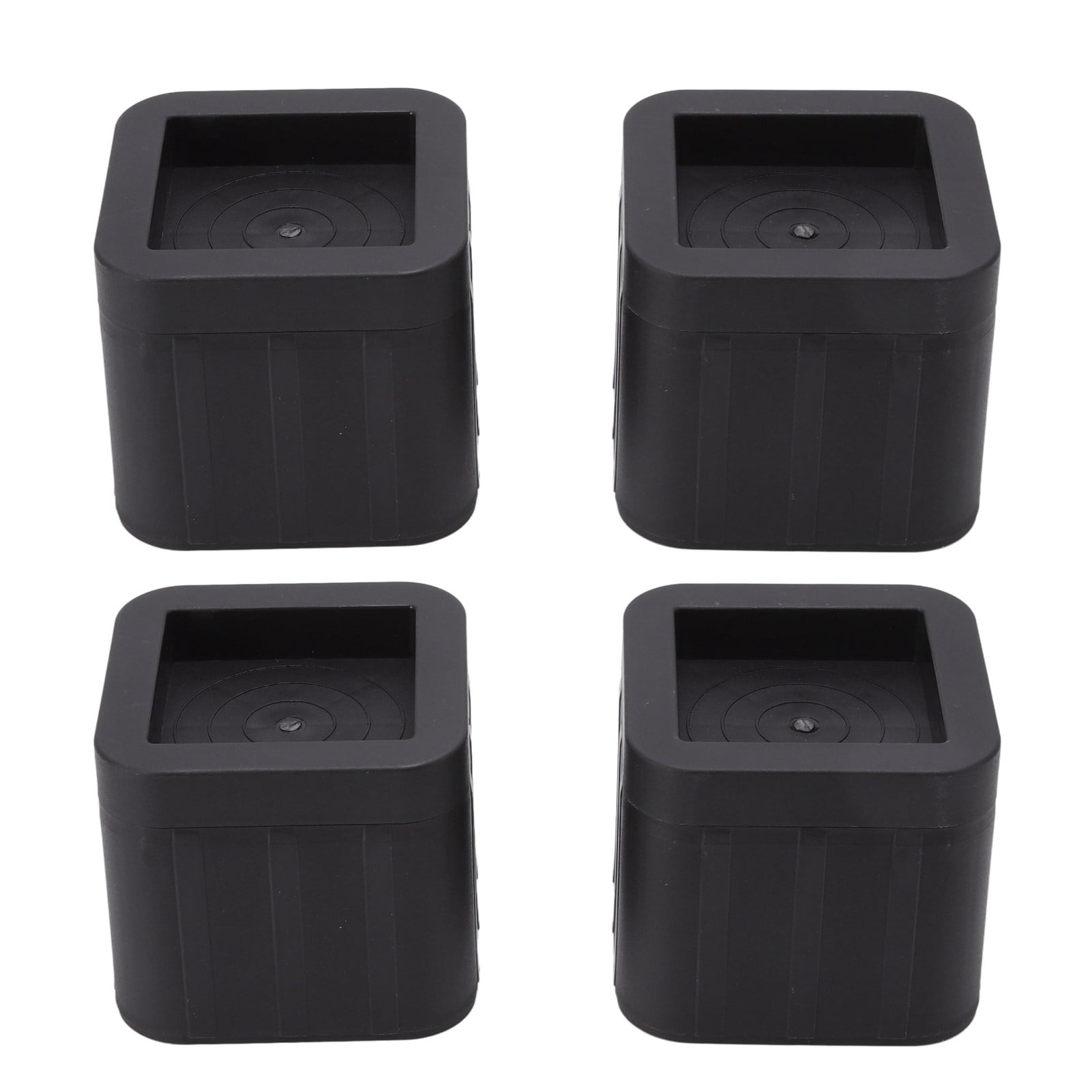 4Pcs 3.5in Furniture Risers ABS Rubber Black Stackable Square with Pad