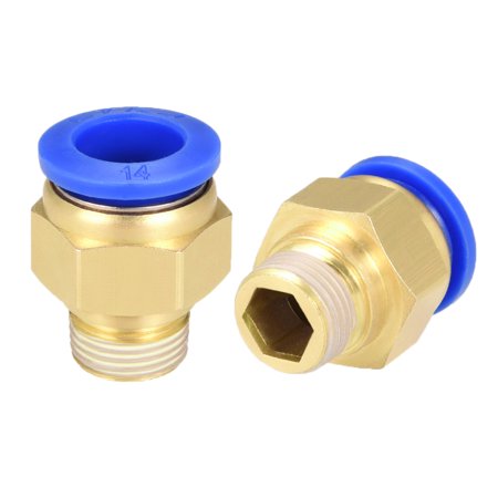 4Pcs 3/8" G Male Straight Thread 14mm Push In Joint Connector Quick Fitting