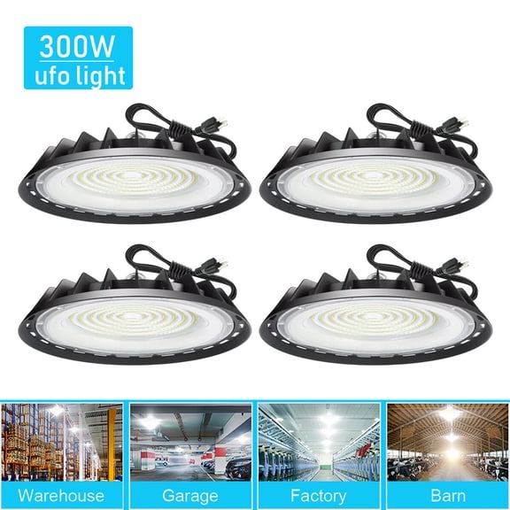 4Pcs 300W UFO Led High Bay Light Commercial Industrial Warehouse Factory Light