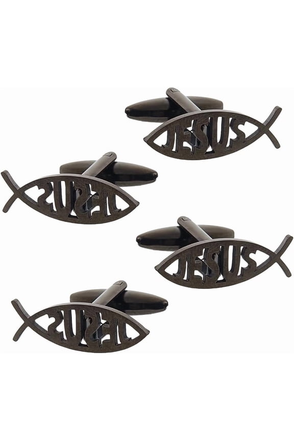 4Pcs 304 Stainless Steel Cufflinks Backs Fish Cufflink Cartoon Fish Cufflinks Black Initial Christian Jewelry for Coat Shirt Suit Gift Father Husband Colorful DIY