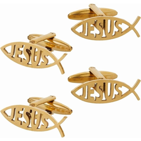 4Pcs 304 Stainless Steel Cufflinks Backs Fish Cufflink Cartoon Fish Cufflinks Black Initial Christian Jewelry for Coat Shirt Suit Gift Father Husband for DIY handcrafting