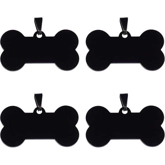 4Pcs 304 Stainless Steel Pendants Bone Electrophoresis Black 22x40x1mm Hole: 3x6mm