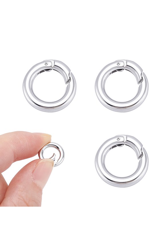 4Pcs 304 Stainless Steel Spring Gate Rings Round Ring Stainless Steel Color 12x2mm Inner Diameter: 7.5mm diy