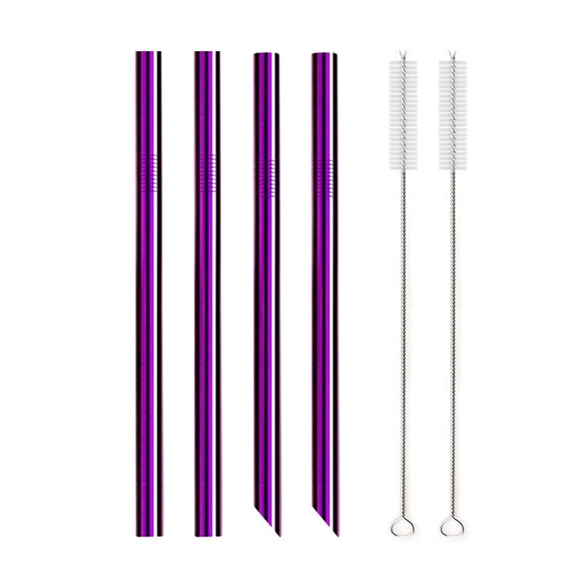 4Pcs 304 Stainless Steel Straw Reusable Metal Straws Set 12mm Diameter ...