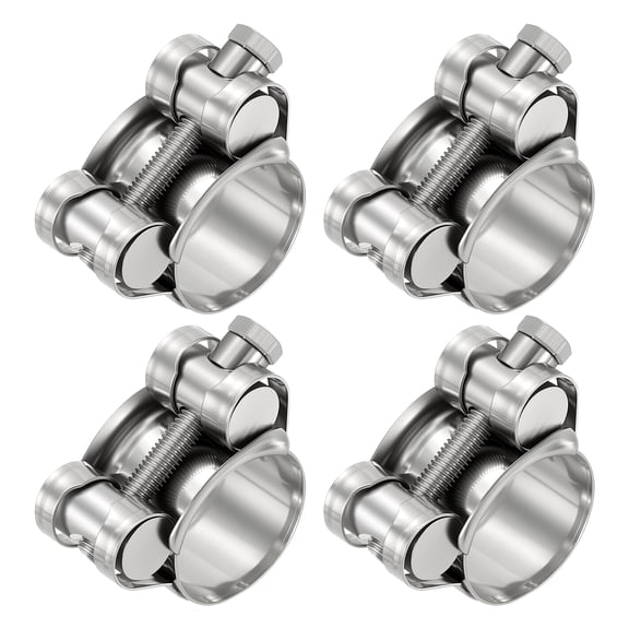 4Pcs 304 Stainless Steel T-Bolt Hose Clamp, Adjustable OD Range 1.9" to 2" (48-51mm) Heavy Duty Pipe Strap Clamp, Metal Fuel Line Clamping for Automotive, Plumbing, Industrial