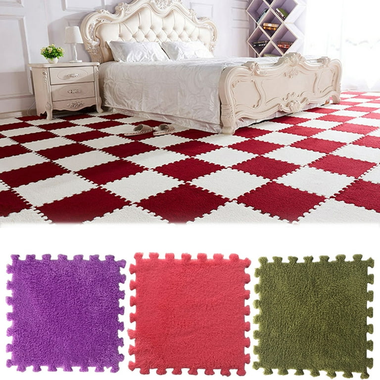 4Pcs 30cm Plush Foam Interlocking Floor Mat Square