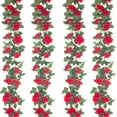 thumbnail image 1 of 4Pcs(32 FT) Artificial Rose Vine Fake Flower Garland Hanging Rose Ivy Hanging Baskets Wedding Arch Garden Background Decor (Red), 1 of 5
