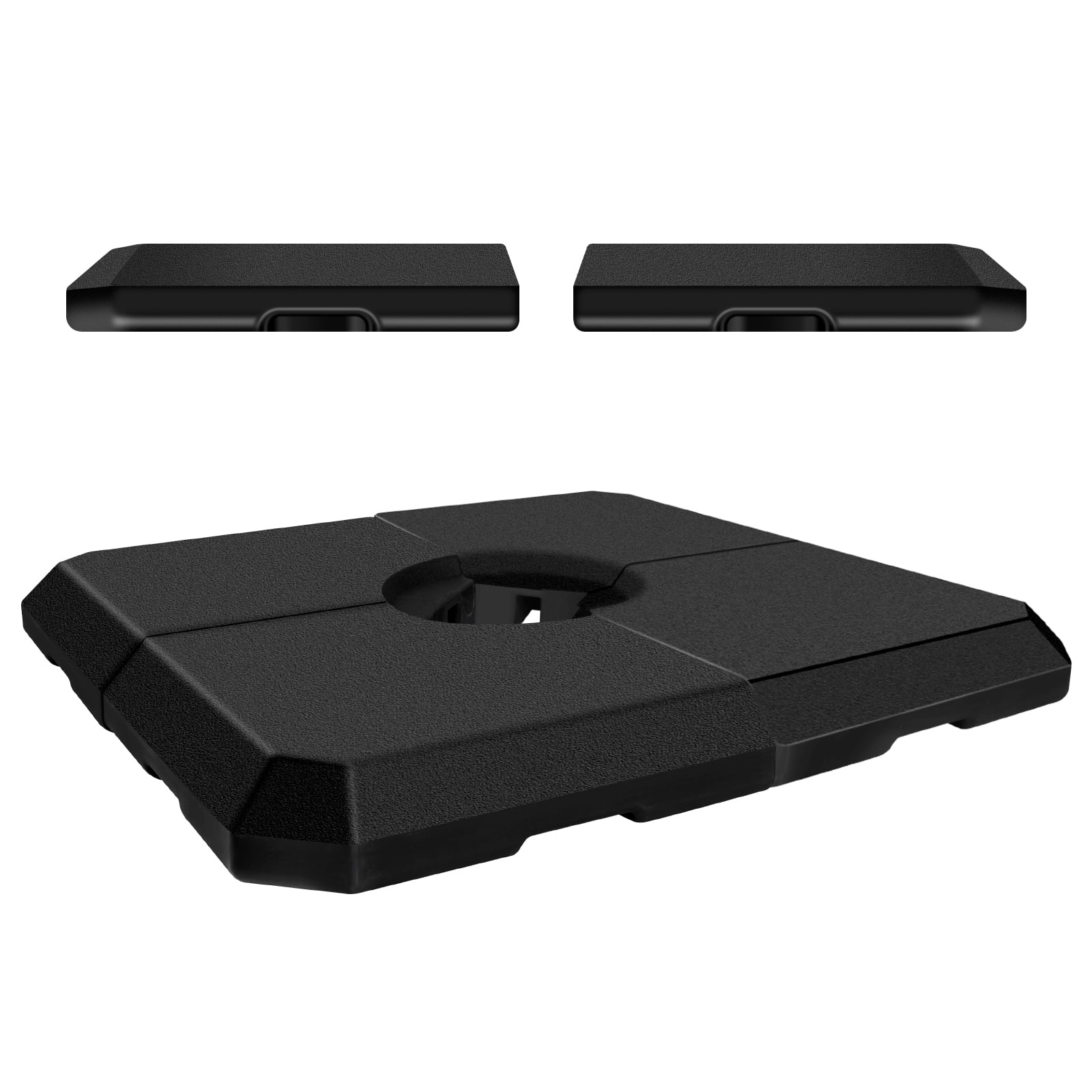 4Pcs 353 lbs Cantilever Offset Patio Umbrella Base, Water & Sand Filled Heavy Duty Outdoor Umbrella Base, Square Umbrella Base Plate Set with Easy-Fill Spouts, Black