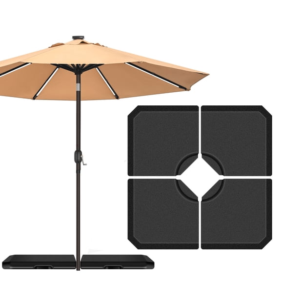 4Pcs 353 lbs Cantilever Offset Patio Umbrella Stand Square Base Plate, Patio Umbrella Base, Stand Cross Umbrella Base for Outdoor Umbrella Installations