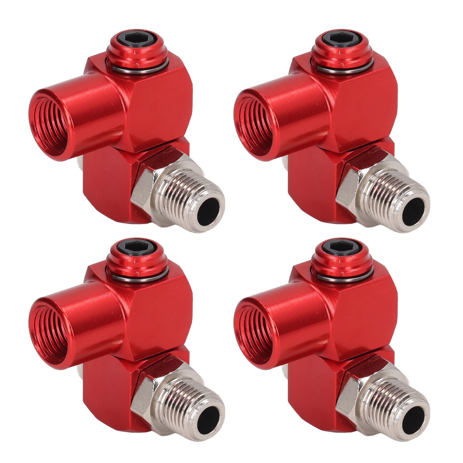 4Pcs 360 Degree Air Hose Connector 1/4in NPT Thread Industrial Air