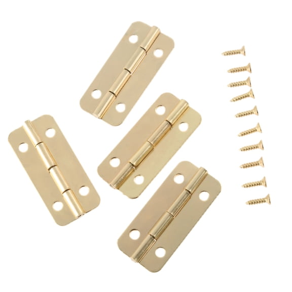 4Pcs 37mmx17mm Gold Furniture Hinges for Box Door Butt Decorative Small Hinge for Cabinet Drawer Furniture Hardware with Screws