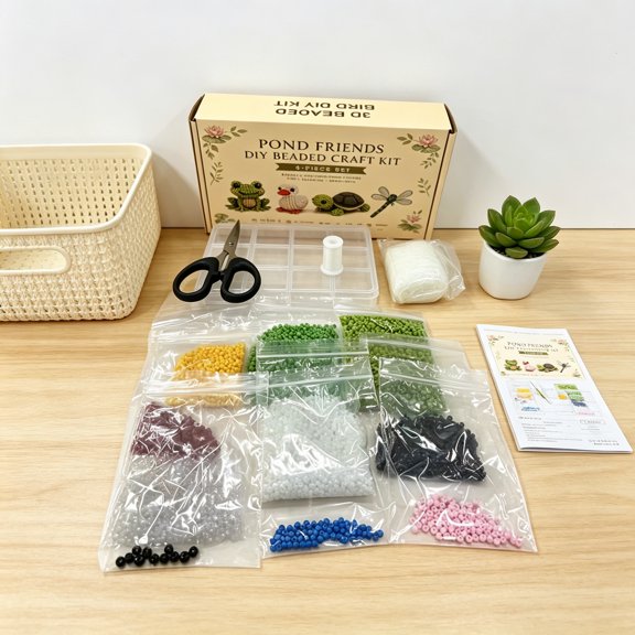 4Pcs 3D Animal Beading Workshop Kit, DIY Arts and Crafts Set, Personalized Animal Jewelry Making, Creative Bead Weaving Kit, Handcrafted Art Set B