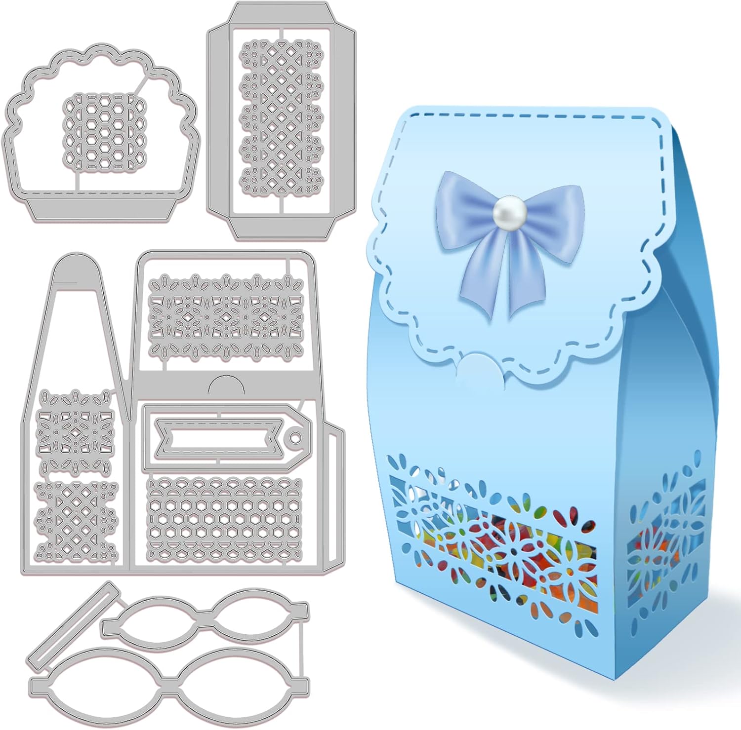 4Pcs 3D Candy Box Frame Cutting Dies Metal Birthday Gift Box Frame Die ...