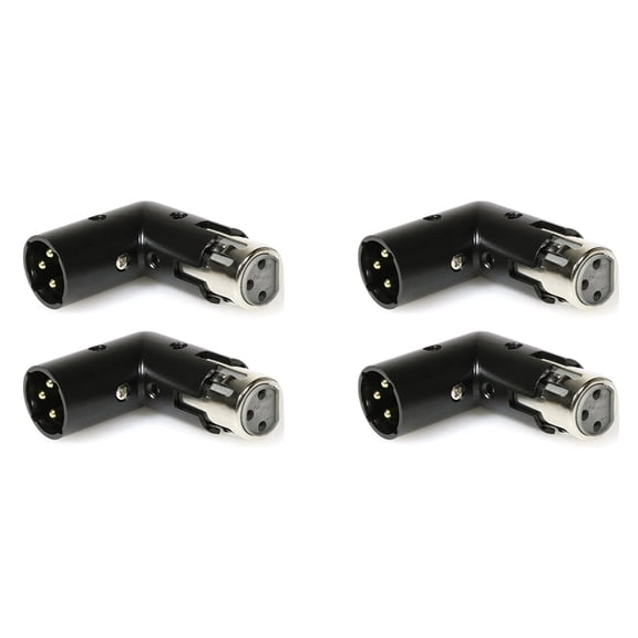 4Pcs 3Pin XLR Angle Adapter Adjustable Male to Female XLR 90 Degree Adapter 3-Pin Nickel Plating Connector for Audio