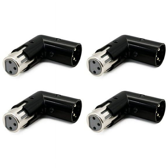 4Pcs 3Pin XLR Angle Adapter Adjustable Male to Female XLR 90 Degree Adapter 3-Pin Plating Connector for Audio