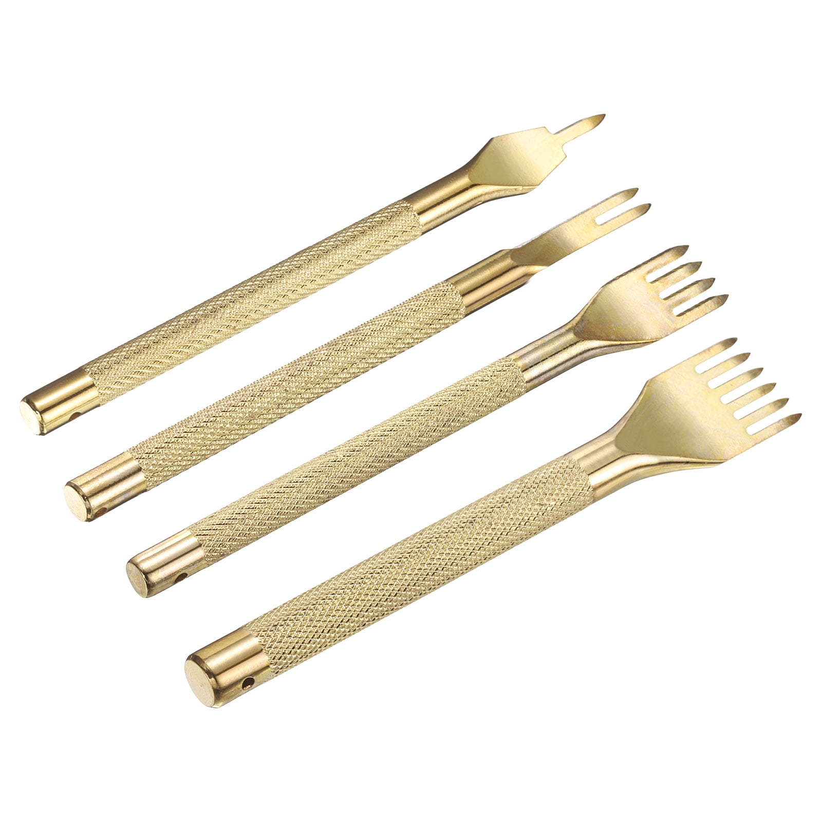 4Pcs 3mm 1/2/4/6 Prong Leather Hole Stitching Punch Tool for Hand Sewing, Gold
