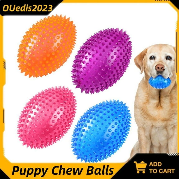 4Pcs 4.5'' Spiky Squeaker Football Dog Toy Puppy Chew Balls for Training Toys