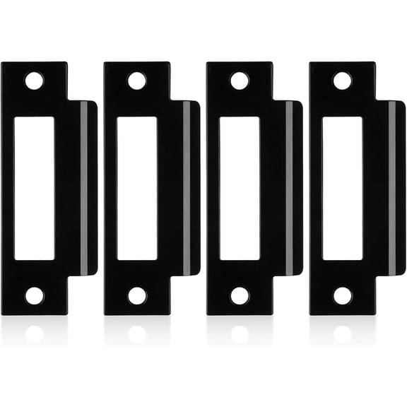 4Pcs 4-7/8" Universal Door Strike Plate Replacement Stainless Steel Plated Lock Strike Plate T Strike Deadbolt Strike Plate Door Backplate Iron Matte Black Finish for Use(Large Hole)