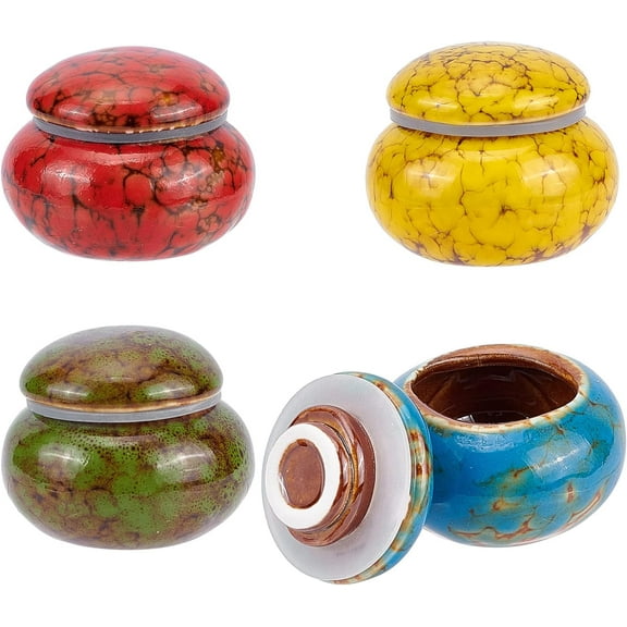 4Pcs 4 Colors 2x1.6 Inch Mini Porcelain Storage Containers Tins Candle Porcelain Storage Canister