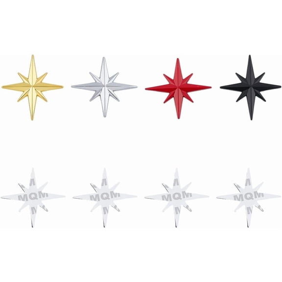 4Pcs 4 Colors 3D Star Car Stickers Metal Guide Star Decal Compass Car Stickers Auto Car Motorcycle Logo Sticker Badge Emblem for DIY Car Window Laptops Luggage 2.5x2.3inch