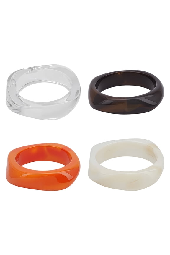 4Pcs 4 Colors Acrylic Bangles Square Inner Diameter: 2-1/2 inch(6.45cm) 1pc/color Mixed Color