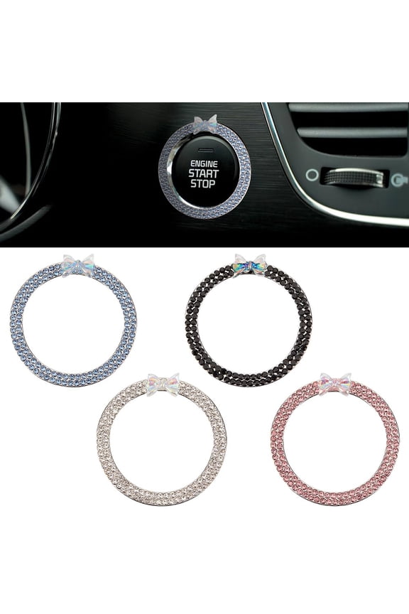 4Pcs 4 Colors Bling Ring Emblem Car Accessories Rhinestone Ring