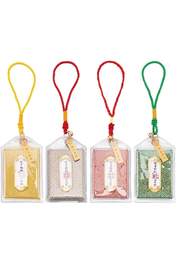 4Pcs 4 Colors Brocade Blessing Bag Pendant Decorations Rectangle Mixed Color 172mm 1pc/color diy