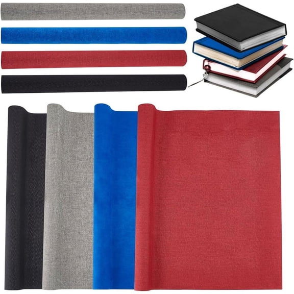 4Pcs 4 Colors DIY Imitation Leather Cloth with Paper Back for Book Binding Velvet Box Making Mixed Color 430x1000mm 1pc/color DIY