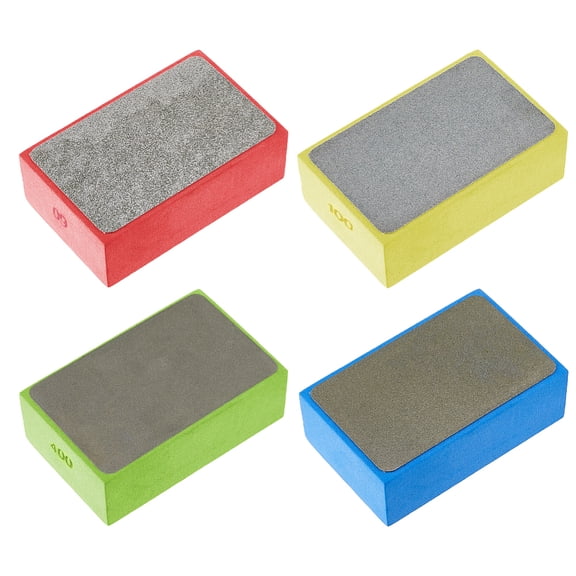 4Pcs 4 Colors Diamond Polishing Pads 60/100/200/400 Diamond Sanding Pads Hand Polishing Pads Sanding Block Polishing Tile Tools