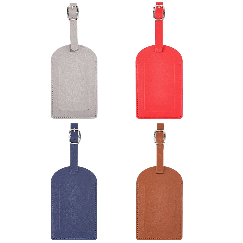 4Pcs 4 Colors PU Leather Luggage Tag with Iron Clasp Travel ID Labels ...