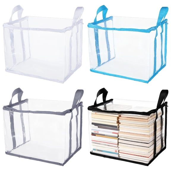 4Pcs 4 Colors PVC Book Storage Box Rectangle Mixed Color 320x240x250mm 1pc/color for diy