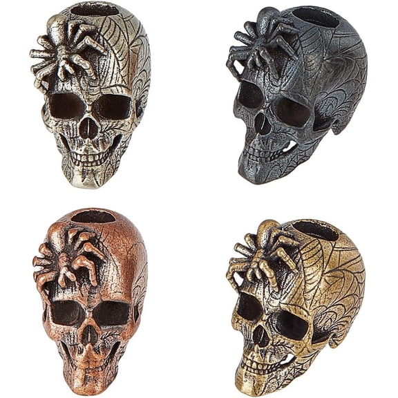 4Pcs 4 Colors Paracord Beads Brass European Beads Large Hole Beads 5.5mm Hole Spacer Beads Paracord Beads Knife Lanyard Bead Beads for Bracelet DIY Jewelry Charms Making