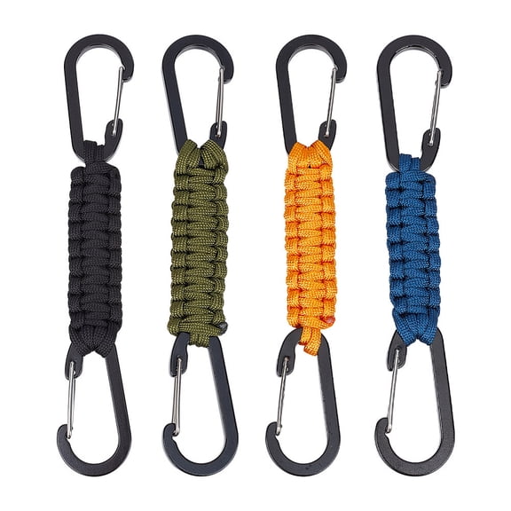4Pcs 4 Colors Polyester Cord Dog Harness Collar Leash Connector Aluminum Alloy Clasp Dog Collar Safety Clips Mixed Color 193x22x8mm for DIY
