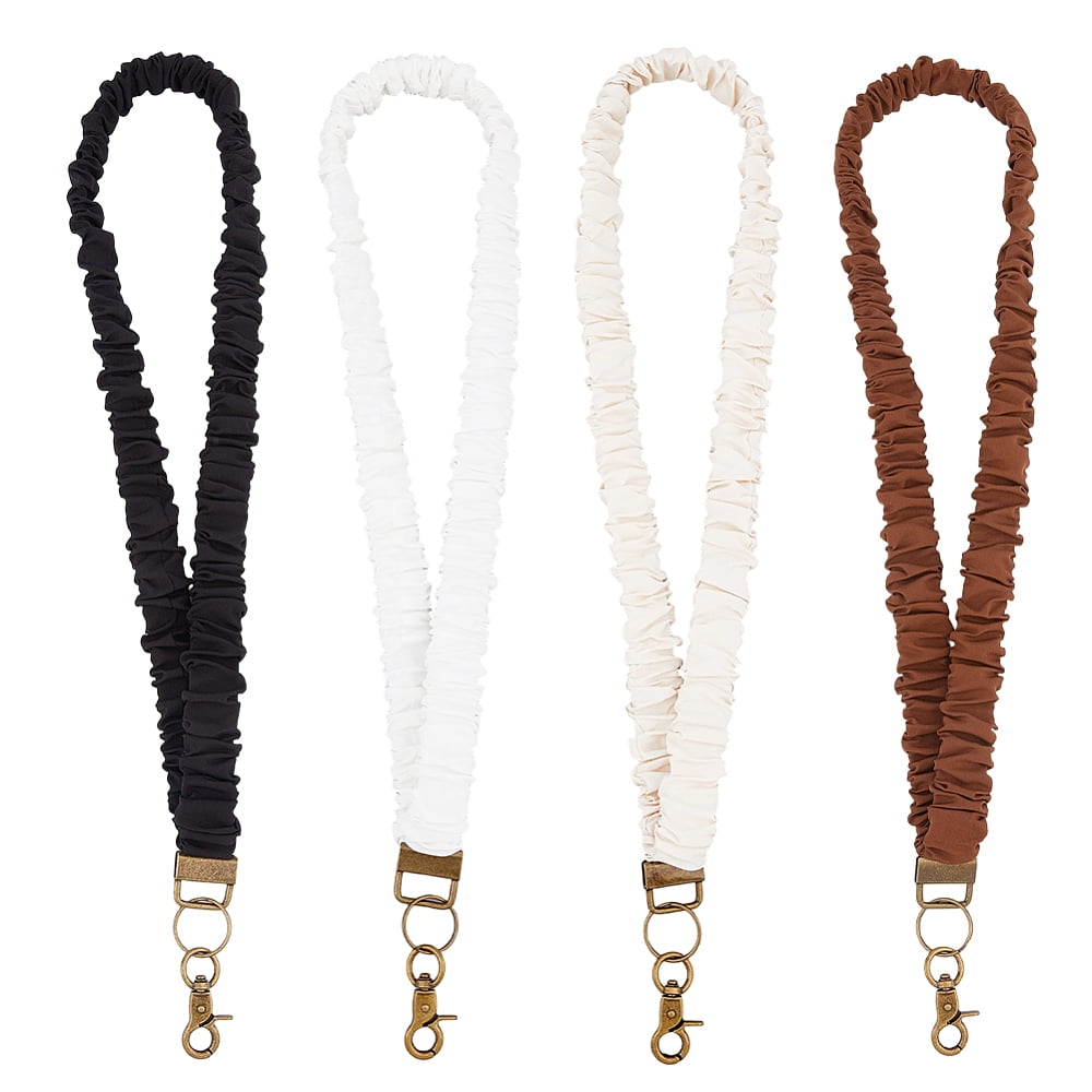 4Pcs 4 Colors Polyester ID Card Cell Phone Lanyard with Alloy Swivel Clasp Mixed Color 450x27x33.5mm