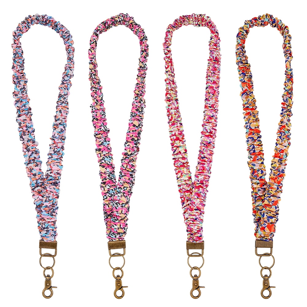 4Pcs 4 Colors Polyester ID Card Cell Phone Lanyard with Alloy Swivel Clasp Mixed Color 740mm