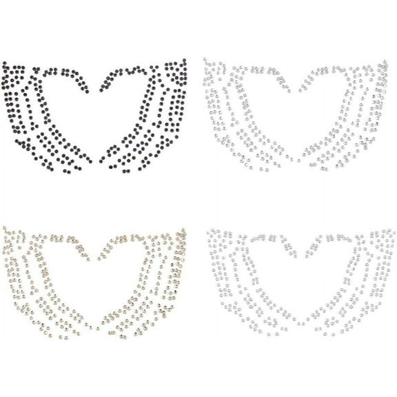 4Pcs 4 Colors Rhinestone Skull Hand Sticker Iron On Hotfix Transfer Bling Skull Hand Love Iron On Transfer Badge Applique for Halloween Dress-up Clothing Jackets Jeans Bag Redesign