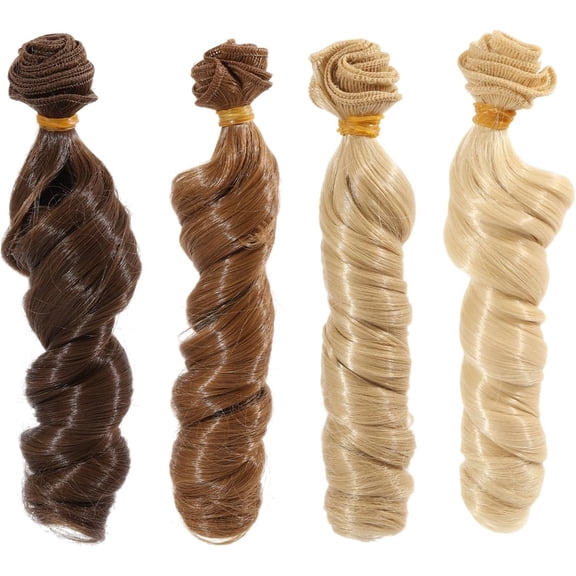 4Pcs 4 Colors Roman Curly Wig Hair 15cm/5.9inch Long Hair Extension for DIY BJD Makings Accessories DIY Hair Crafts Long Wigs Hair Wigs Accessories