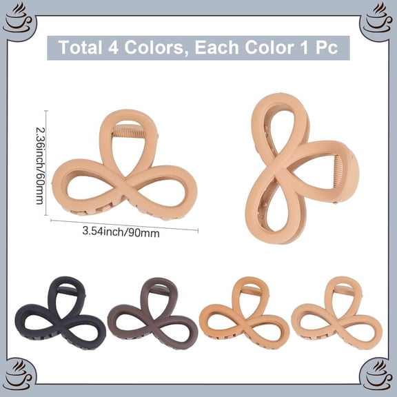 4Pcs 4 Colors Solid Color Hollow Bowknot Plastic Large Claw Hair Clips for Women Thick Hair Mixed Color 60x90mm