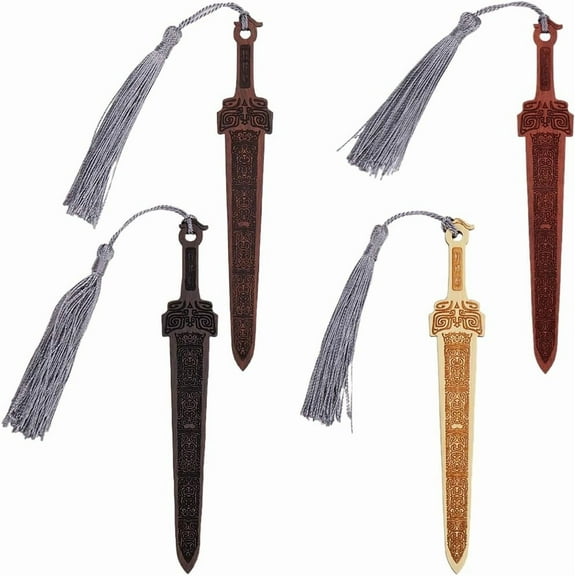 4Pcs 4 Colors Wooden Bookmarks Vintage Wood Book Mark with Tassel Reading Page Markers for Male School Office Birthday Library Teachers Gift Book Lovers Craft Supplies for diy
