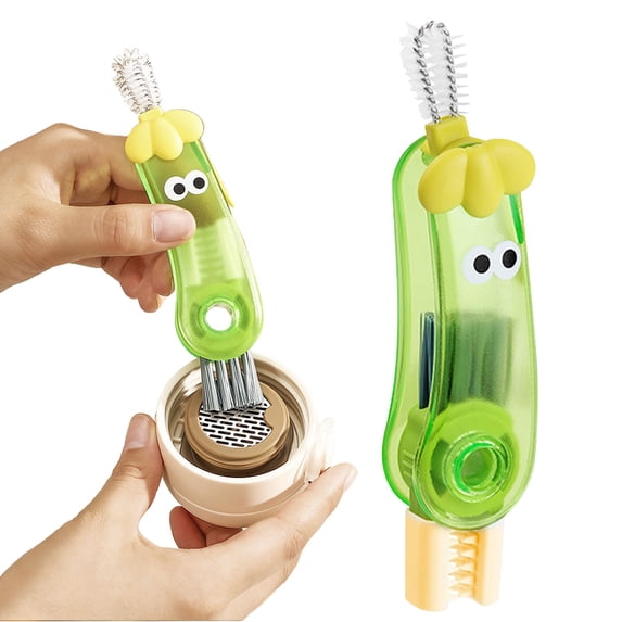 4Pcs 4 In 1 Water Bottle Lid Cleaning Brush, Multi Functional Coffee Mug Cap Cleaner Tool for Kitchen Travel Gym Drink Container Gap Washing(Green)