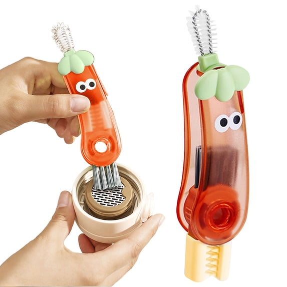 4Pcs 4 In 1 Water Bottle Lid Cleaning Brush, Multi Functional Coffee Mug Cap Cleaner Tool for Kitchen Travel Gym Drink Container Gap Washing(Red)