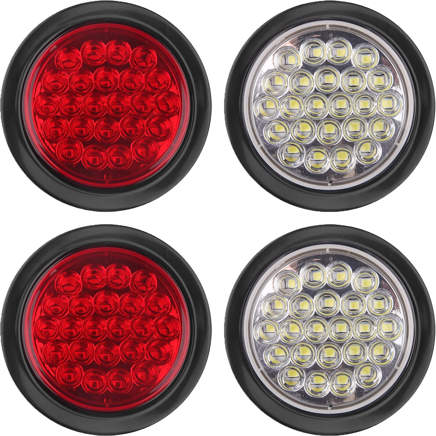 4Pcs 4 Inch Round SSF20 Led Stop Turn Brake Backup Reverse Lights 24 ...