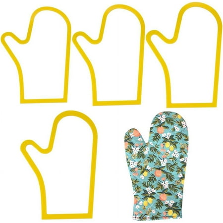 4Pcs 4 Sizes Mitten Sewing Template Set Acrylic Gloves Quilting Template Gloves Sewing Template Patchwork Stencils Oven Mittens Templates Sewing Ruler for DIY Gloves Making