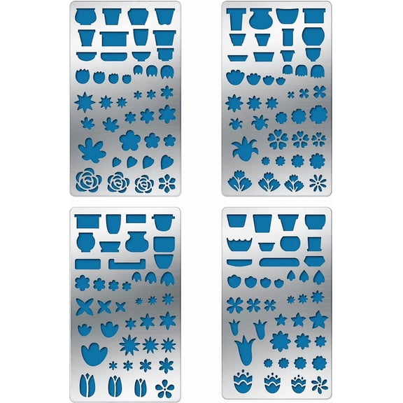 4Pcs 4 Style 304 Stainless Steel Cutting Dies Stencils Decorative Embossing DIY Paper Card Flower Pattern 17.7x10.1cm 1pc/style